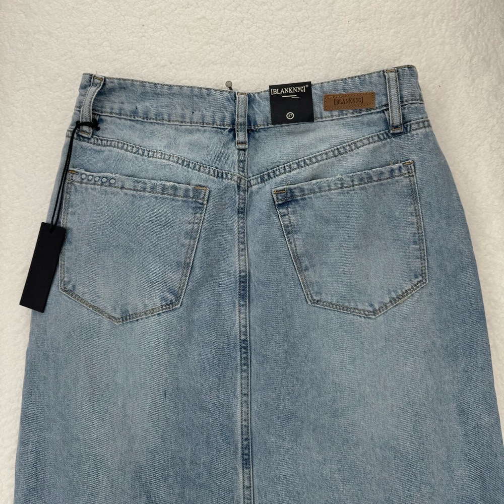 BlankNYC Denim Maxi Skirt Front Slit Light Wash Sz 27 Vintage Y2K Stretchy NWT - Picture 12 of 13